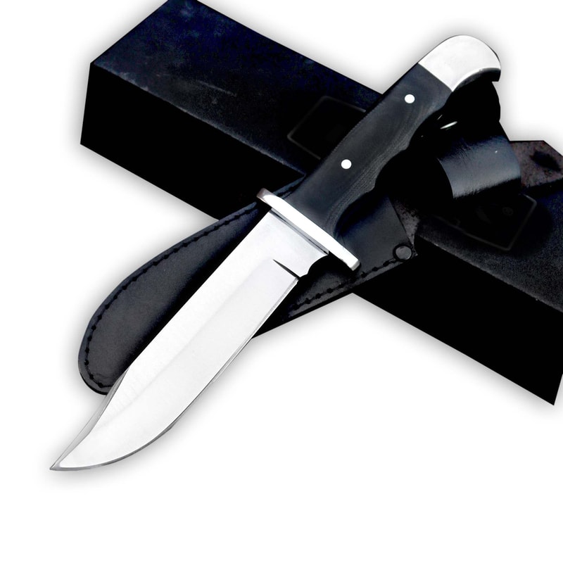 Classic 1175Inch Fixed Blade Hunting Knife Satin 420HC Steel Clip Blade With Black Micarta Handle