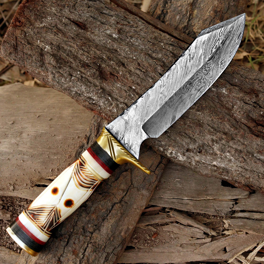 North American Knife 13Inch Handmade Hunting Knife With Engraved Bone Handle  Full Tang Fixed Blade 5