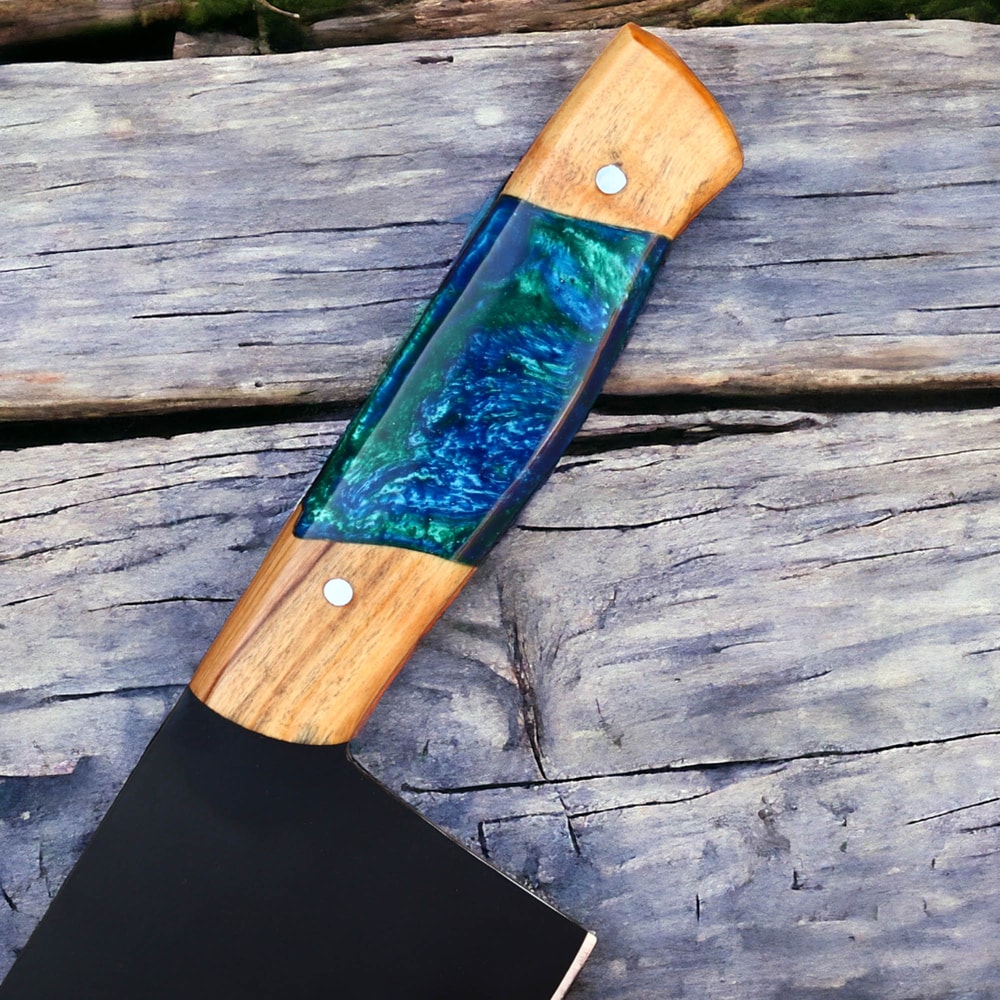 North American Knives 12 Chef Knife Premium Steel Blade With Resin Olive Wood Handle D44 3