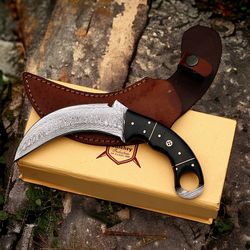 north american knives custom hand-forged damascus steel karambit knife – razor-sharp, full tang, nakt-d-47