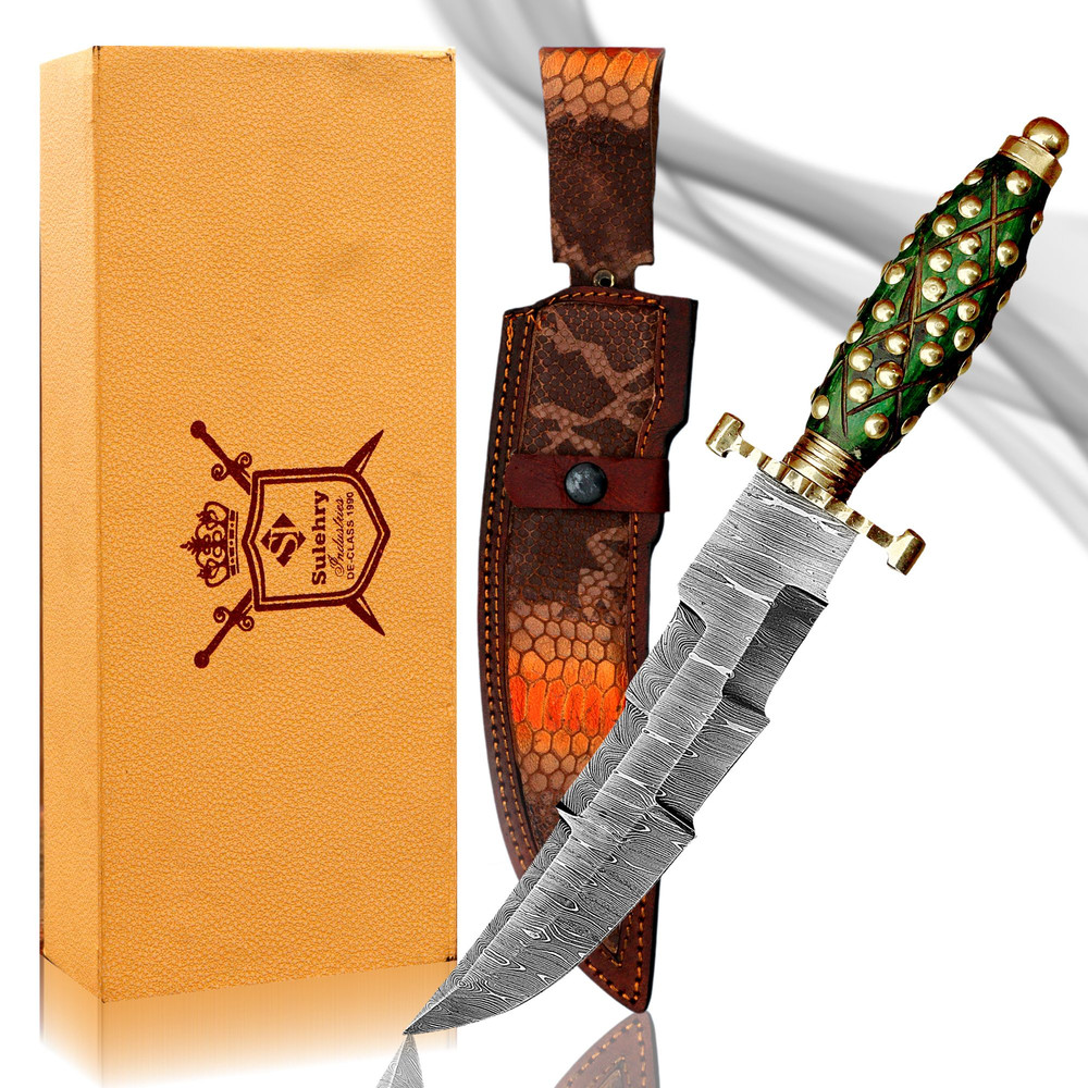North American Knives Handmade Damascus Steel Hunting Dagger  Wood  Brass Handle NAKTD48dle With De 6