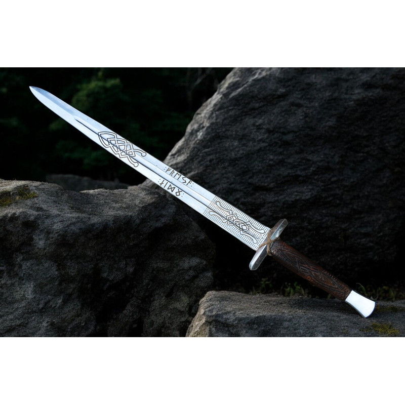 North American Knives  17 Handmade High Carbon Damascus Steel Handforged Sword With Wooden SheathNA 3