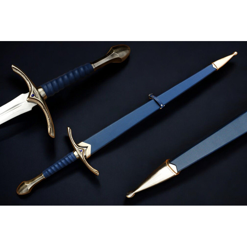 North American Knives  Glamrig Handmade 17 High Carbon Damascus Steel Sword With Leather Sheath  Pr 6