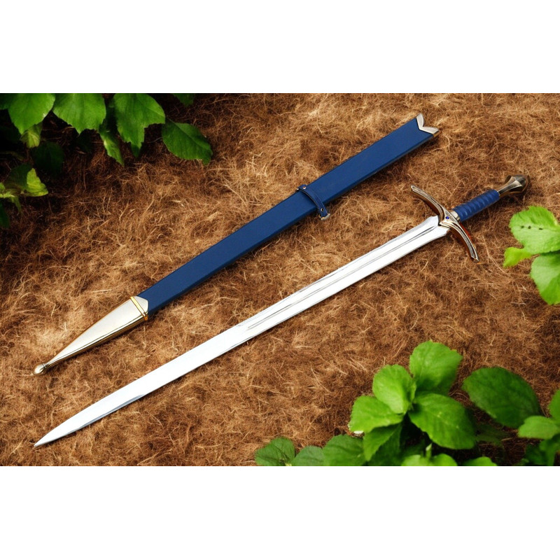 North American Knives  Glamrig Handmade 17 High Carbon Damascus Steel Sword With Leather Sheath  Pr 16