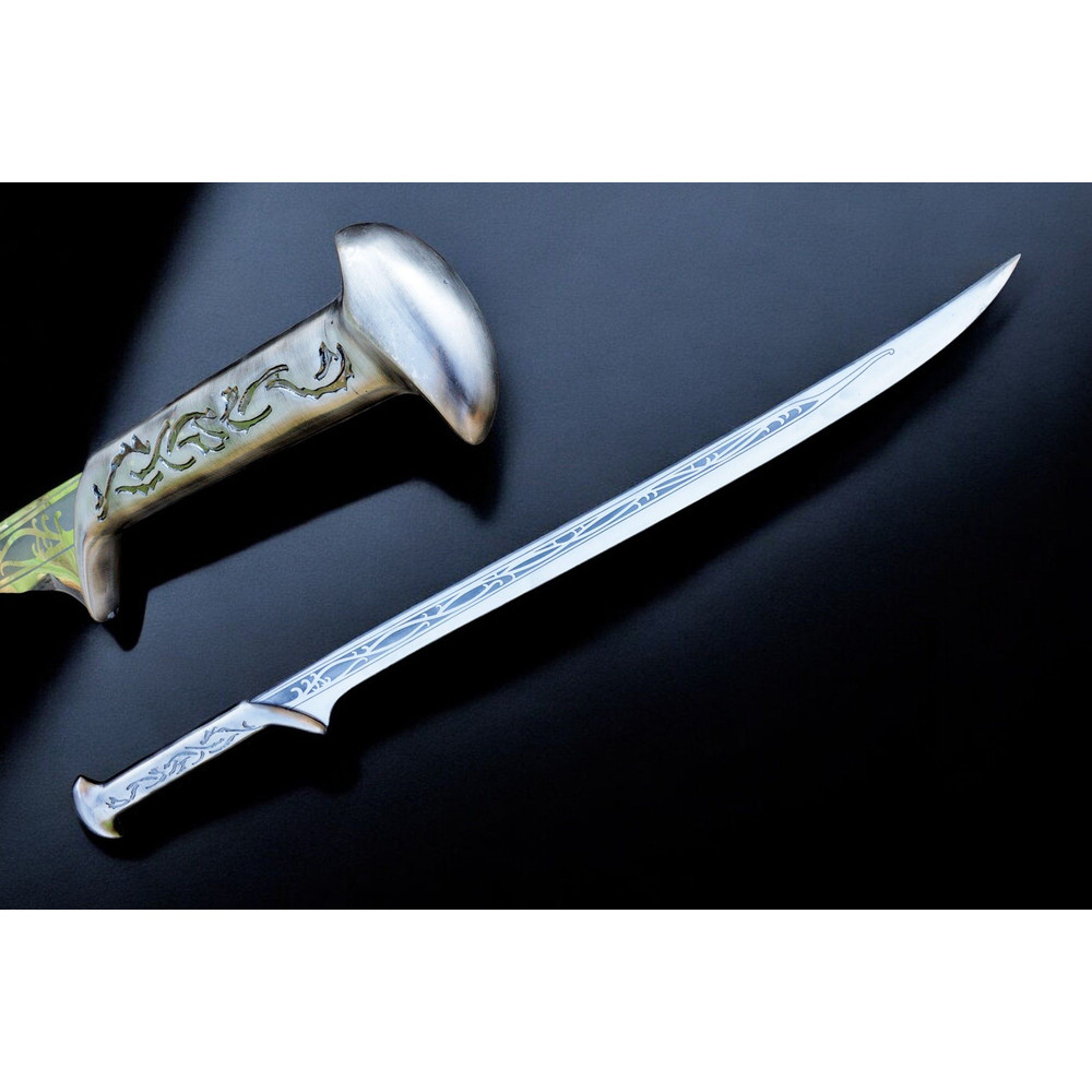 North American KnivesThanudril Handforged Damascus Sword  High Carbon Steel  Leather Sheath  Fantas 9