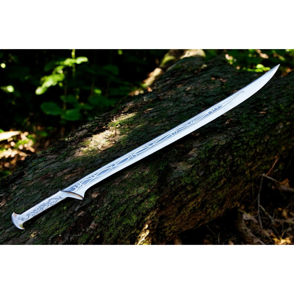 North American KnivesThanudril Handforged Damascus Sword  High Carbon Steel  Leather Sheath  Fantas 5