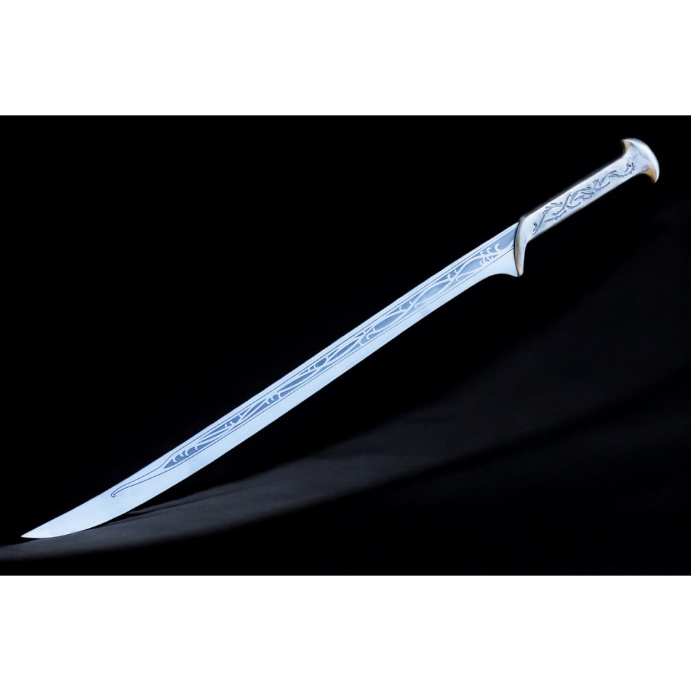 North American KnivesThanudril Handforged Damascus Sword  High Carbon Steel  Leather Sheath  Fantas 8