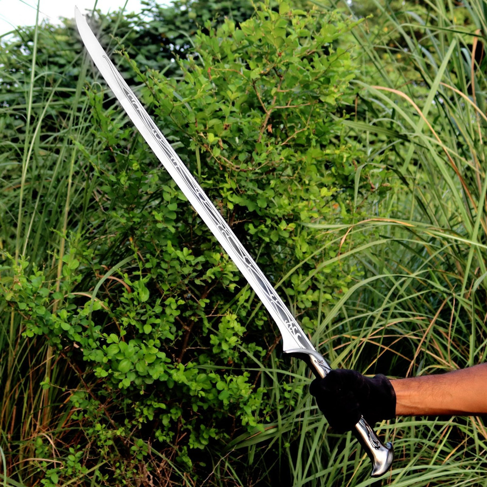 North American KnivesThanudril Handforged Damascus Sword  High Carbon Steel  Leather Sheath  Fantas 11