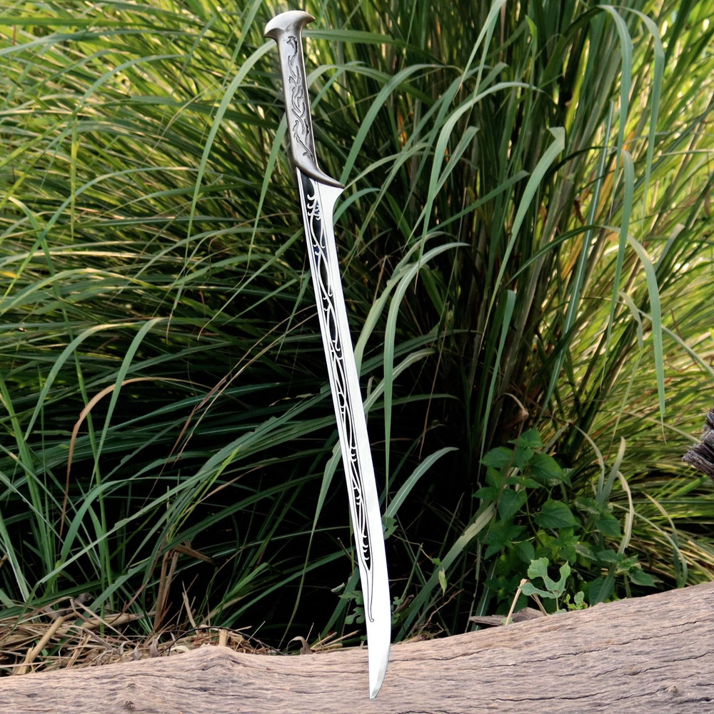 North American KnivesThanudril Handforged Damascus Sword  High Carbon Steel  Leather Sheath  Fantas 3