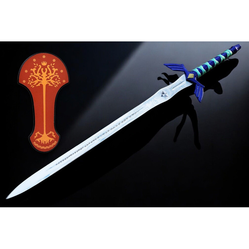 North American KnivesZeldaInspired Handforged Damascus Sword High Carbon Steel Leather Sheath Ma 2