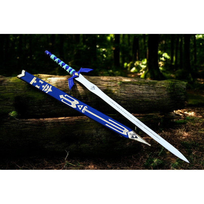 North American KnivesZeldaInspired Handforged Damascus Sword High Carbon Steel Leather Sheath Ma 11