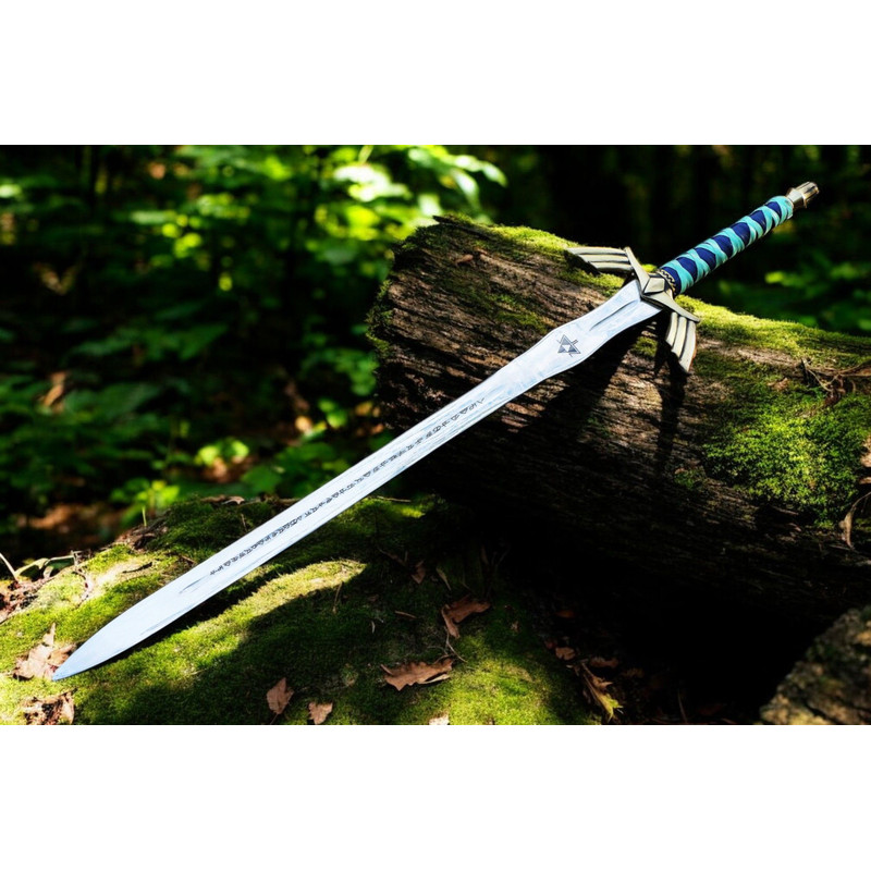 North American KnivesZeldaInspired Handforged Damascus Sword High Carbon Steel Leather Sheath Ma 18