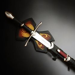 north american knives aragorn sword – 37 inchhandmade high carbon tactical steel fantasy replica, display plaque&sheath