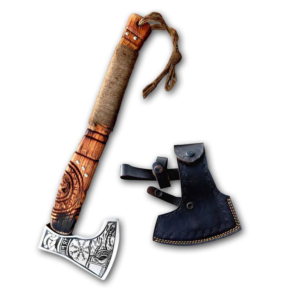 North American Knives 18Damascus Viking Axe Forged From 512Layer Carbon Steel For Superior Edge B 4