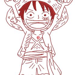 luffy d monkey, machine embroidery design, instant download, 4 sizes & dst, sew, pes, exp, hus, pec, jef, vp3,xxx format