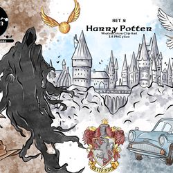 Harry Potter Set 2, Watercolor clip art, Harry Potter clip art