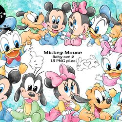 Mickey Mouse Baby , Watercolor clip art, Mickey Mouse Baby clip art