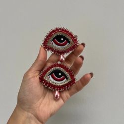 Set of Evil Eye Brooch With Seashell Pearl Nazar Brooch Protection Amulet Handmade Personalized Spiritual Jewelry