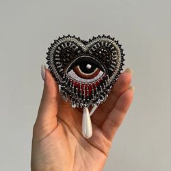Evil Eye Brooch Heart Shaped Nazar Brooch Protection Amulet Handmade Personalized Spiritual Jewelry Gift