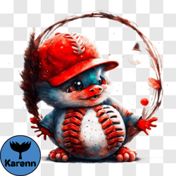 Cartoon Baseball Player with Animal like Cap and Glove PNG