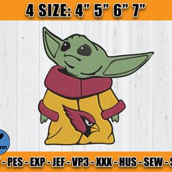 Cardinals Embroidery, Baby Yoda Embroidery, NFL Machine Embroidery Digital, 4 sizes Machine Emb Files -16 - Karenn