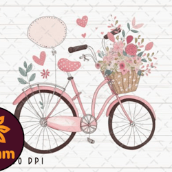 pink bicycle watercolor vintage clipart
