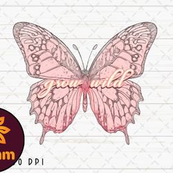 grow wild butterfly retro vintage png