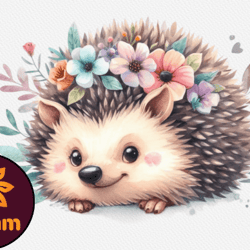 watercolor hedgehog clipart sublimation