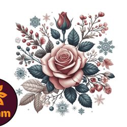 classic winter rose flower clipart