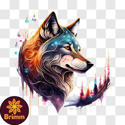 colorful abstract wolf head png