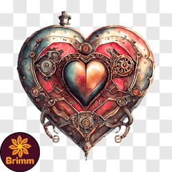 intricate steampunk heart-shaped box with gears and cogs png