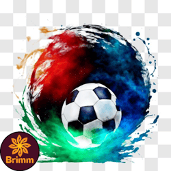 vibrant soccer ball with colorful paint splashes png