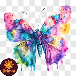 colorful butterfly with watercolor wings png