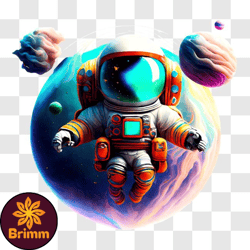 astronaut floating in space with planets and stars png
