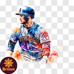 Colorful Baseball Player in Action PNG