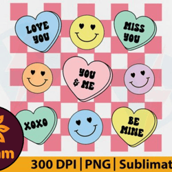 retro valentine groovy smiley face png