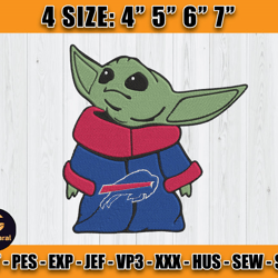 Buffalo Bills Embroidery, Baby Yoda Embroidery, NFL Machine Embroidery Digital, 4 sizes Machine Emb Files -04 Deamaral
