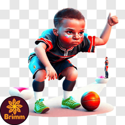 Cartoon Child Playing Basketball PNG