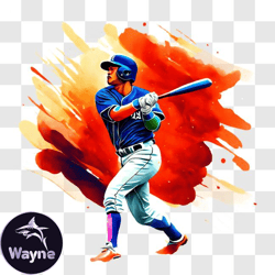 Colorful Baseball Player Ready to Swing PNG Design 12