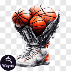 Basketball Sneakers Filled with Multiple Balls PNG Design 40