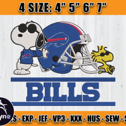 Buffalo Bills Embroidery, Snoopy Embroidery, NFL Machine Embroidery Digital, 4 sizes Machine Emb Files-01-Fogg