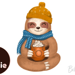 Baby Sloth Drink Coffee PNG