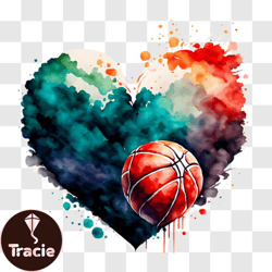 Heart shaped Basketball Artwork PNG