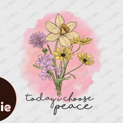 I Choose Peace Vintage Flower PNG Design 43