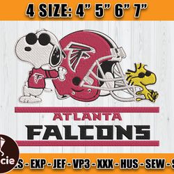 Atlanta Falcons Embroidery, Snoopy Embroidery, NFL Machine Embroidery Digital, 4 sizes Machine Emb Files-05-Tracie