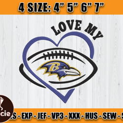Ravens Embroidery, NFL Ravens Embroidery, NFL Machine Embroidery Digital, 4 sizes Machine Emb Files - 06