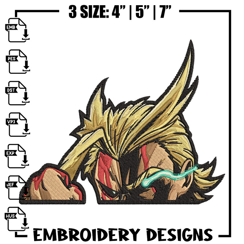 All Might Embroidery Design, Mha Embroidery, Embroidery File, Anime Embroidery, Anime shirt, Digital download.jpg