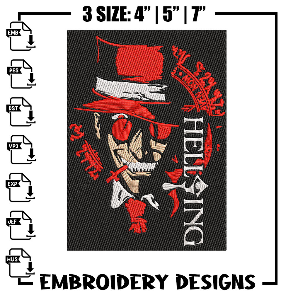 Alucard Poster Embroidery Design, Hellsing Embroidery, Embroidery File, Anime Embroidery, Anime shirt, Digital download.jpg