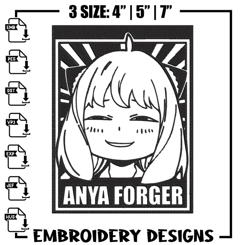 Anya poster Embroidery Design, Spy x family Embroidery, Embroidery File, Anime Embroidery, Anime shirt,Digital download.jpg