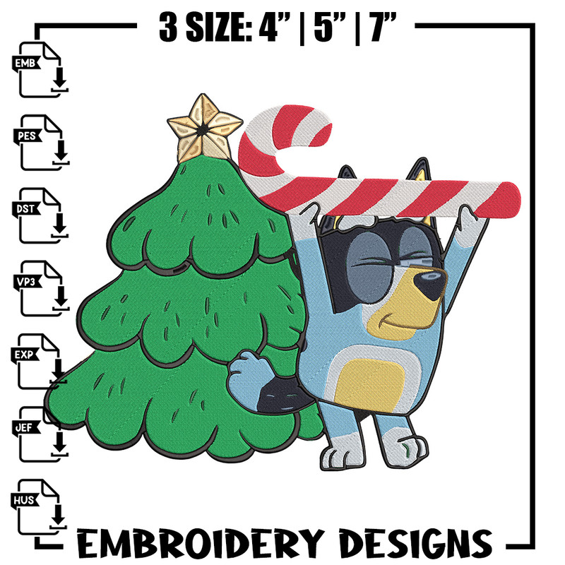 Bluey chrismas Embroidery Design, Bluey Embroidery, Embroidery File, Chrismas Embroidery, Anime shirt, Digital download.jpg